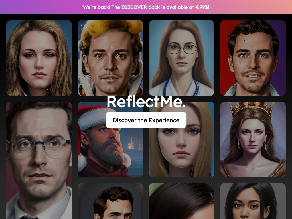 Screenshot of generating virtual avatars website