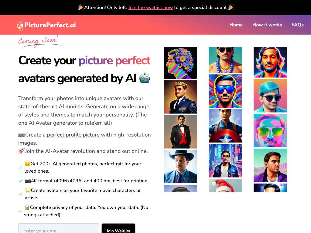 Screenshot of creating avatars website