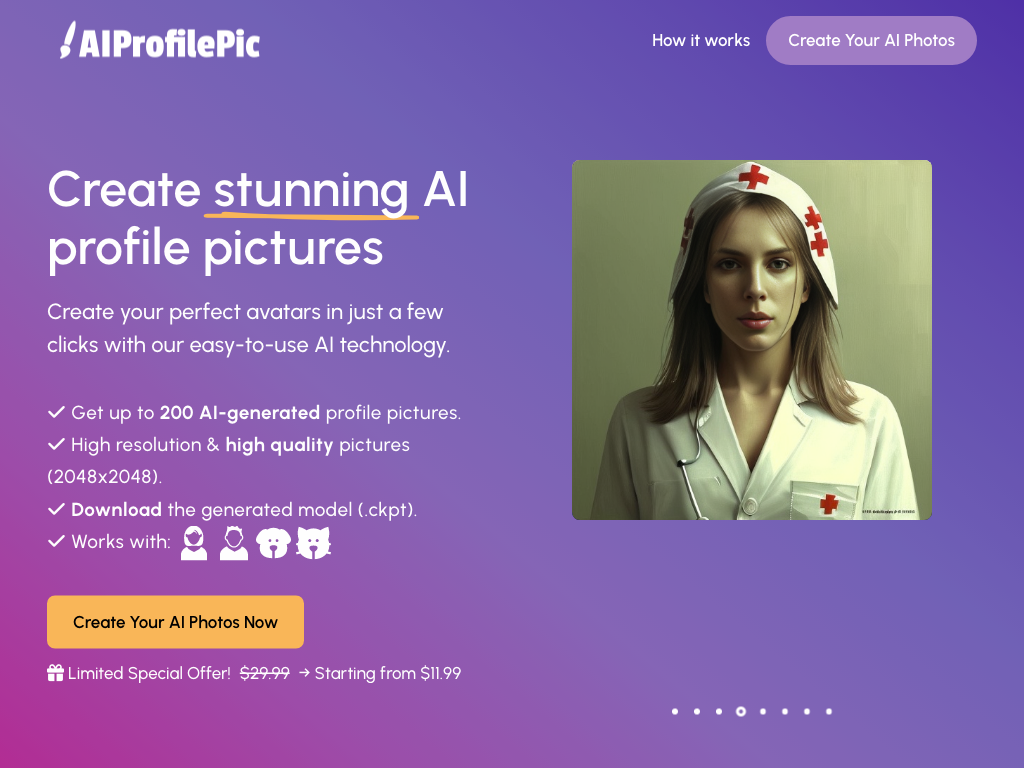 Screenshot of creating high-resolution profile pictures website