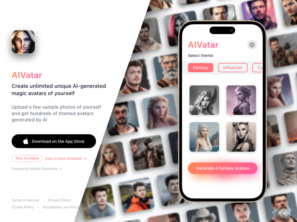 Screenshot of generating unique avatars website