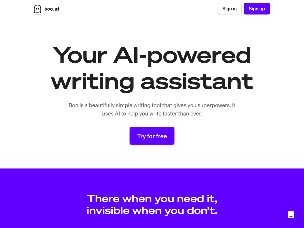 Screenshot of faster and simpler writing website