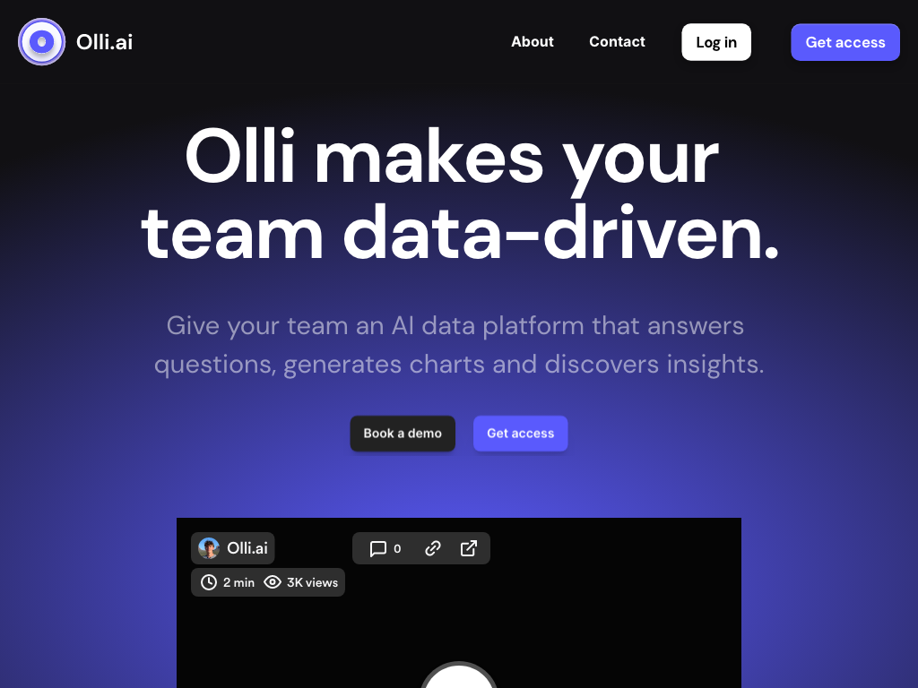 Screenshot of generating business insights website