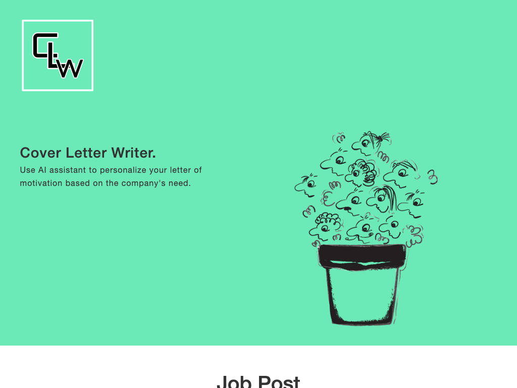 Screenshot of personalising cover letters website