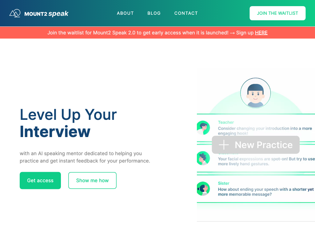 Screenshot of improving public speaking, IELTS speaking and interviews website
