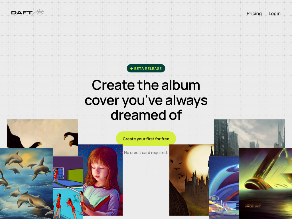 Screenshot of creating artwork quickly website