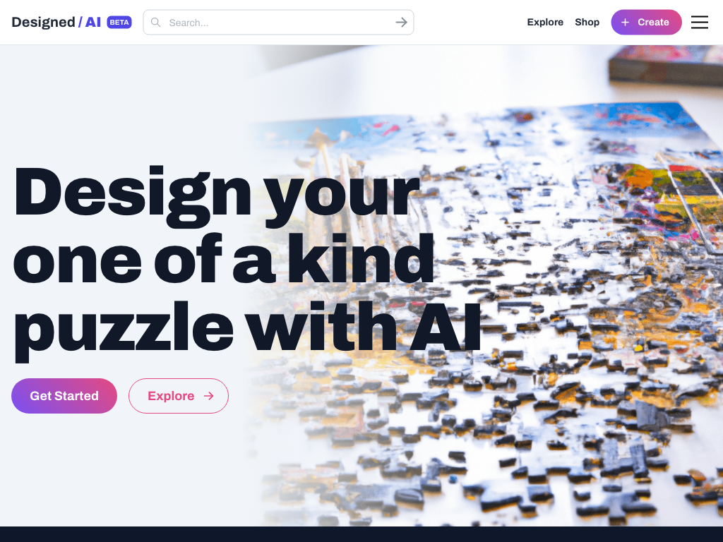 Screenshot of creating custom puzzles website