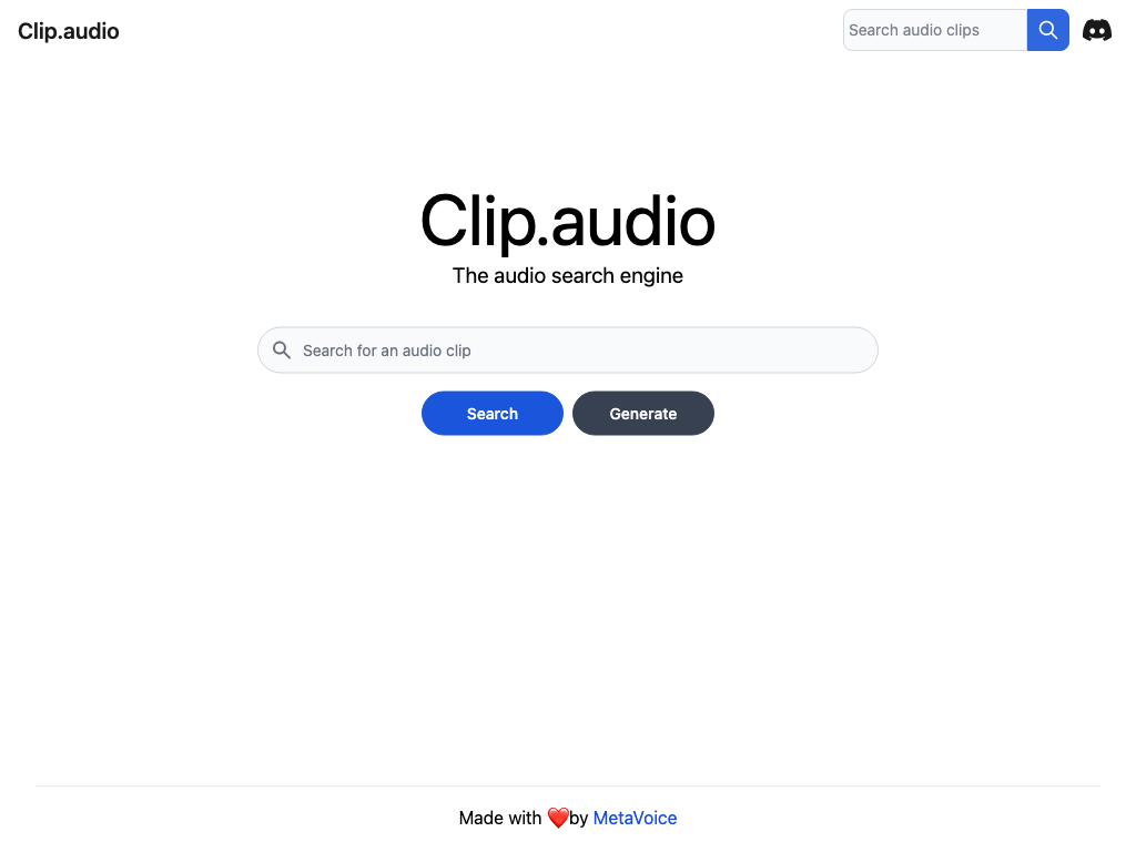 Screenshot of searching, tagging and previewing audio clips website