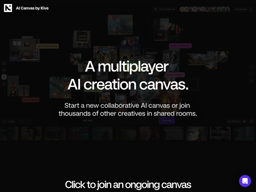 Screenshot of creating, editing and extending images website
