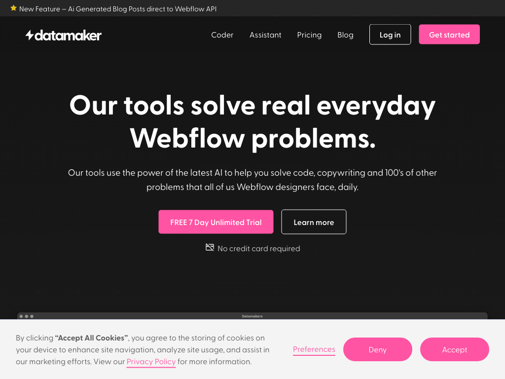 Screenshot of automating coding, copywriting and web page analysis website