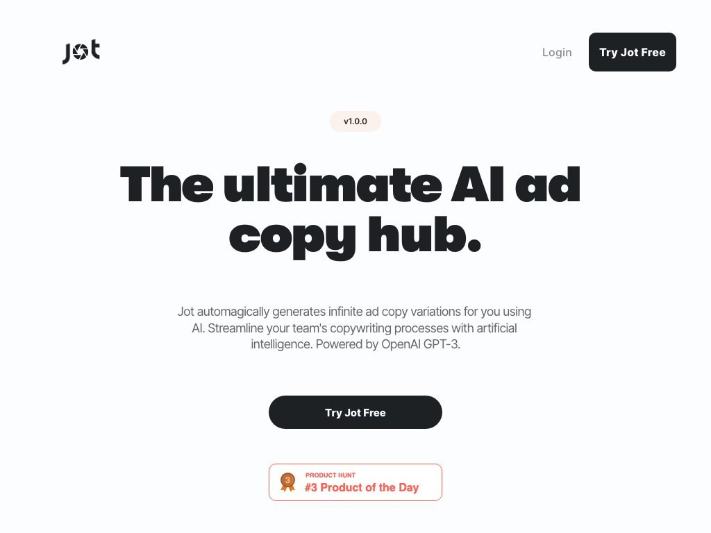 Screenshot of generating human-like ad copy website
