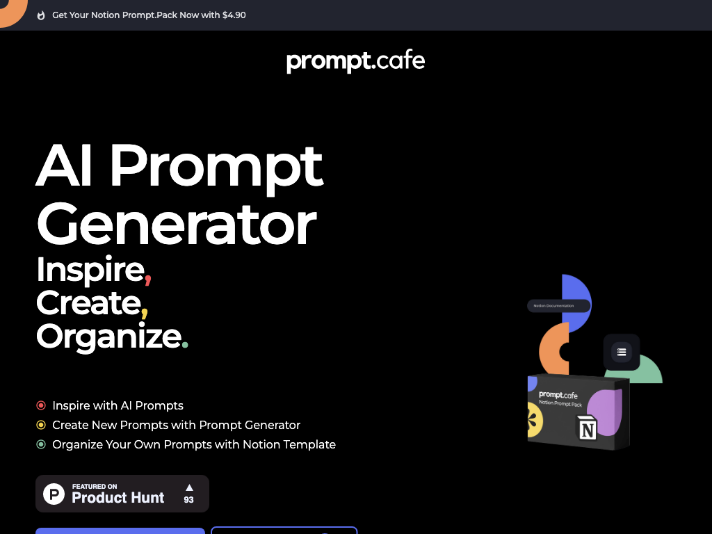 Screenshot of creating visuals with custom backgrounds, art styles, production methods, lenses and photography, lighting style and coloring website