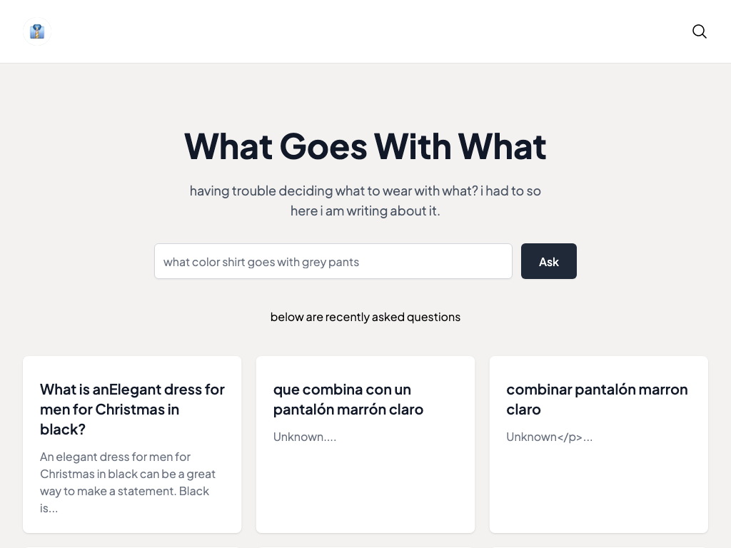 Screenshot of fashion query resolution and trend updates website