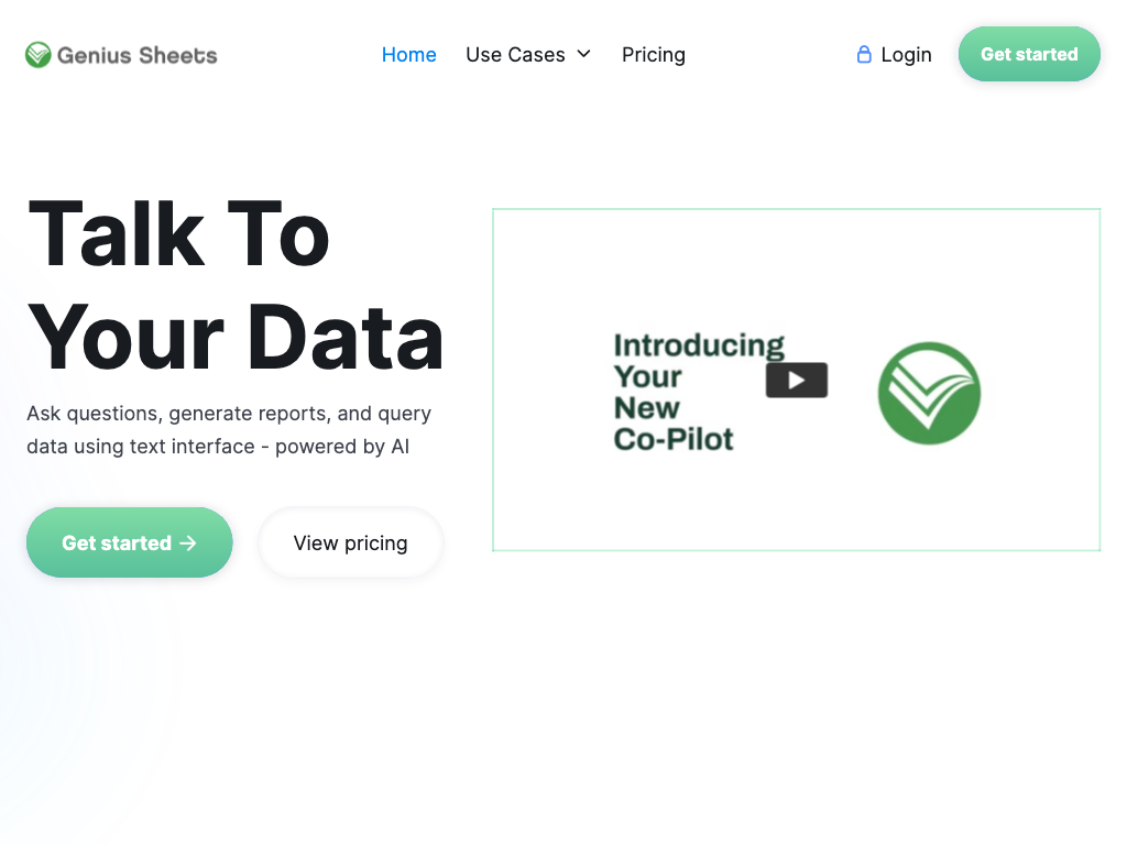 Screenshot of generating reports, analysing data and connecting to software website