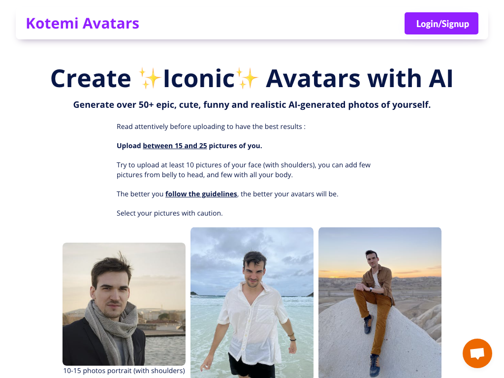 Screenshot of creating realistic 3D avatars website