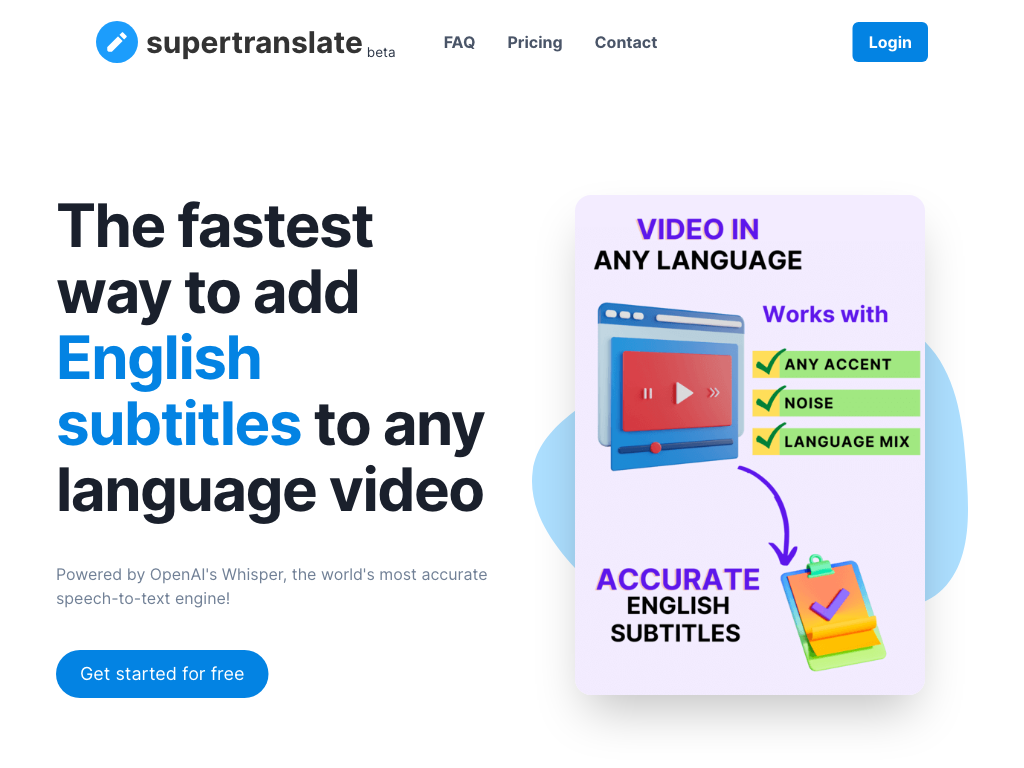 Screenshot of quickly adding subtitles website