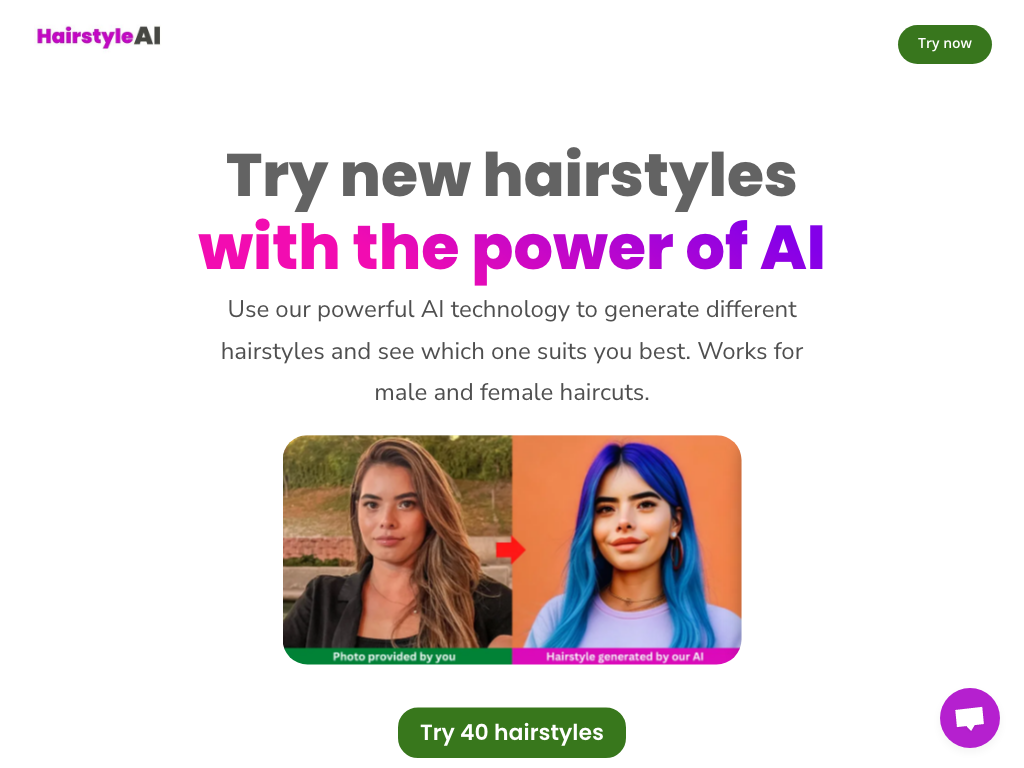 Screenshot of generating photorealistic hairstyle renders website