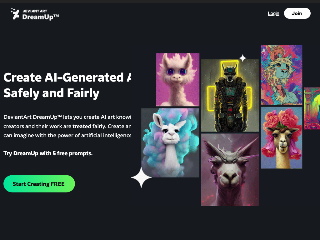Screenshot of creating high-resolution images with AI-powered inspiration website
