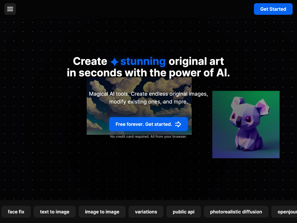 Screenshot of creating content from text using machine learning website