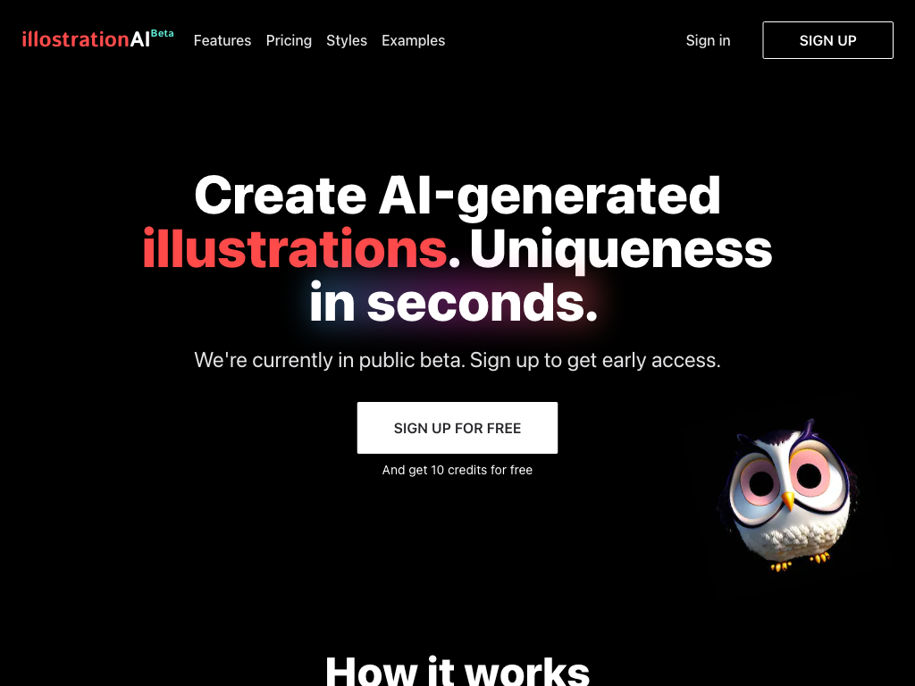 Screenshot of creating illustrations quickly website