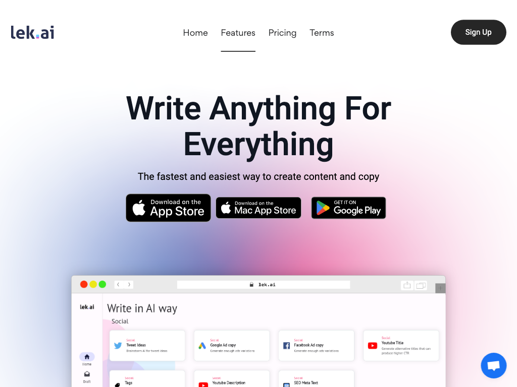 Screenshot of creating professional content quickly website