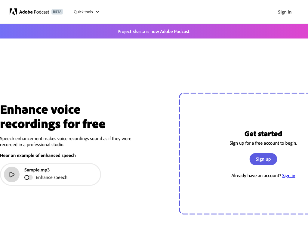 Preview image of Enhance Speech from Adobe