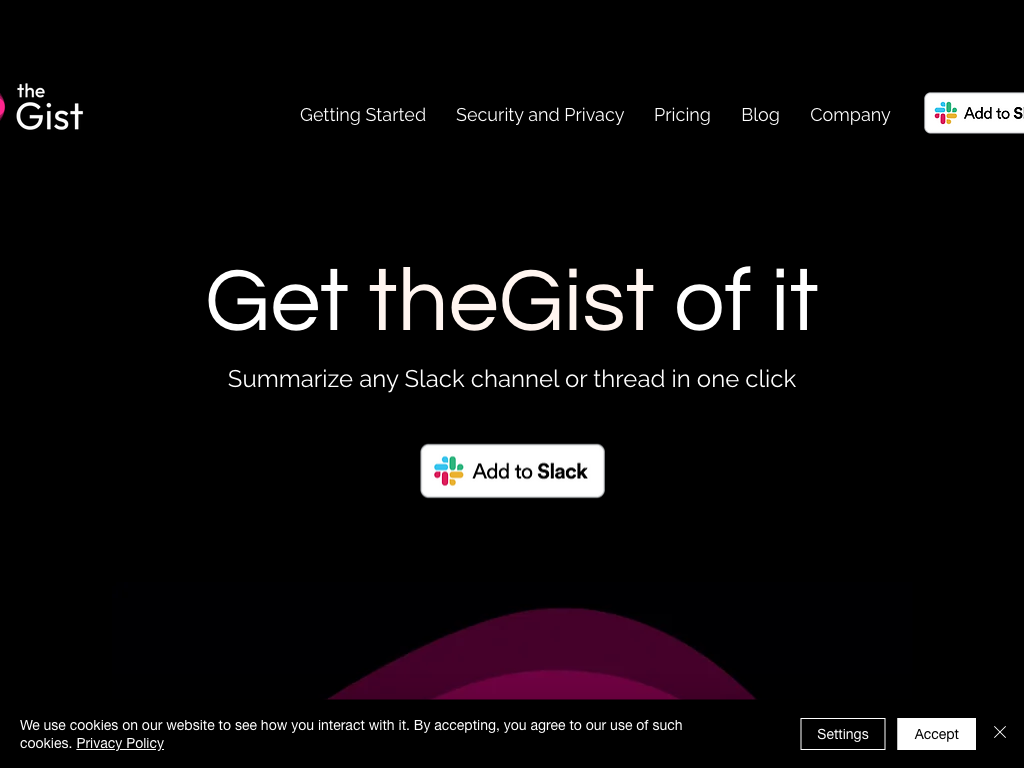 Screenshot of summarizing conversations, insights, and emails website