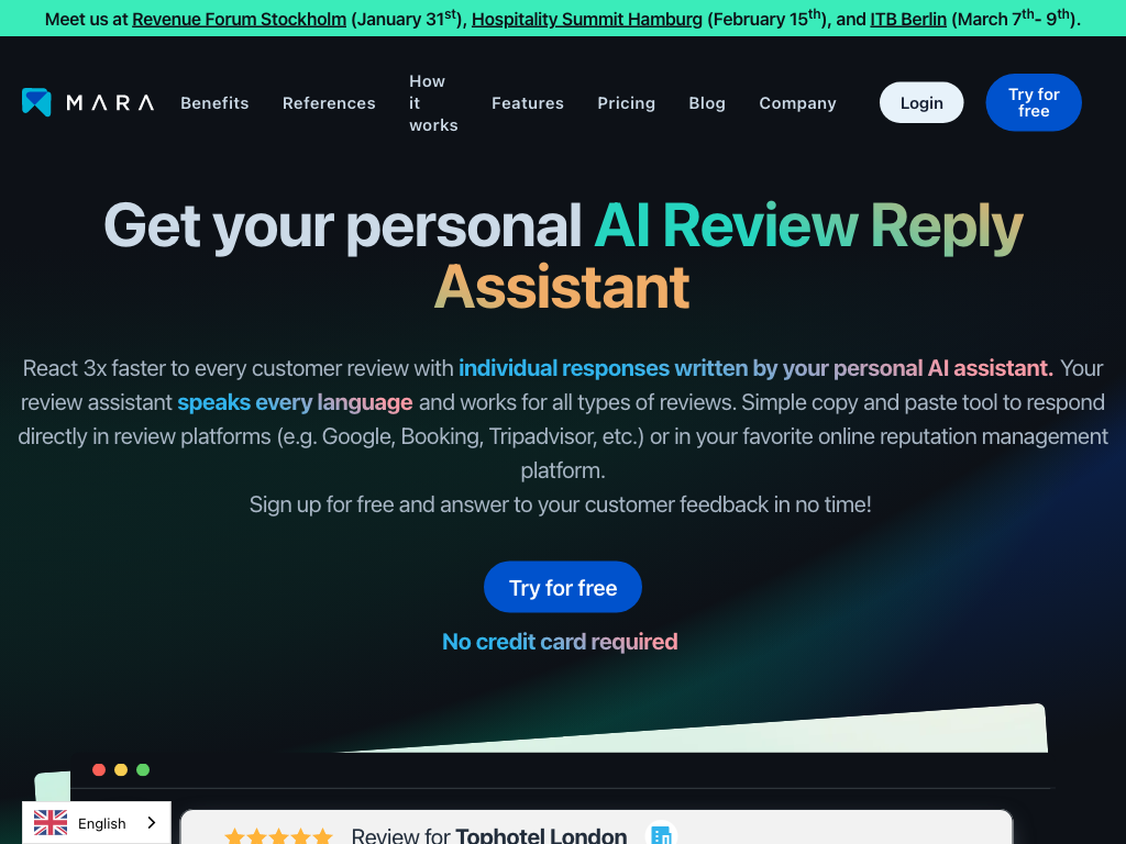 Screenshot of responding to customer reviews quickly and efficiently website