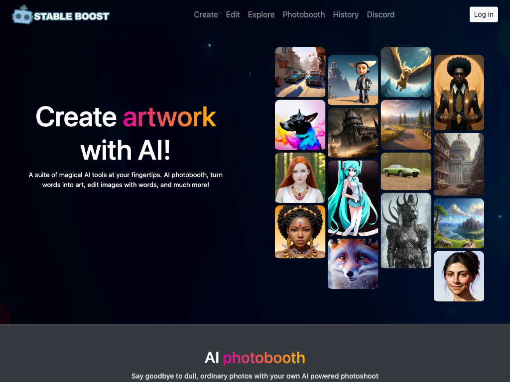 Screenshot of creating personalized images, editing with words and generating preset styles website