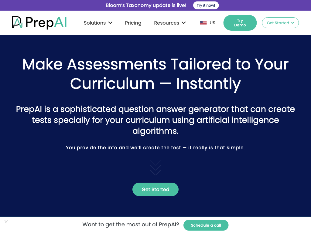 Screenshot of quickly generating accurate tests website