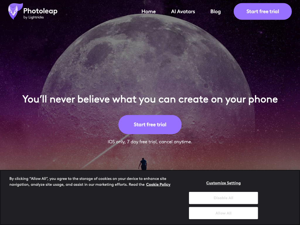 Screenshot of photo editing, animating, and creating GIFs and videos website