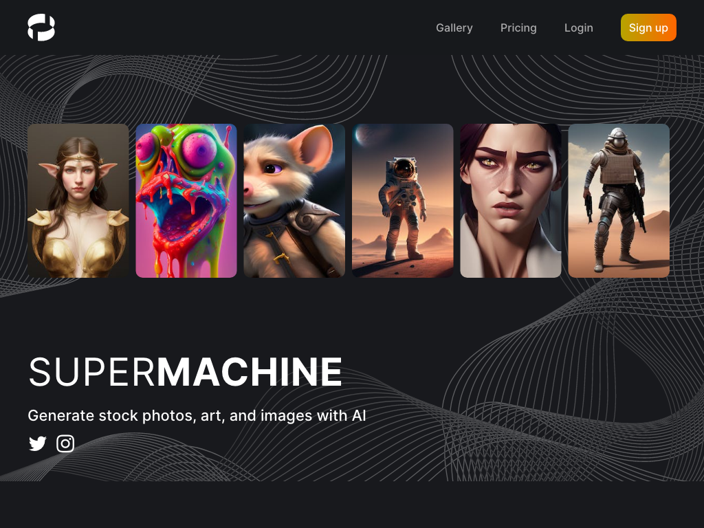 Screenshot of generating stunning images website