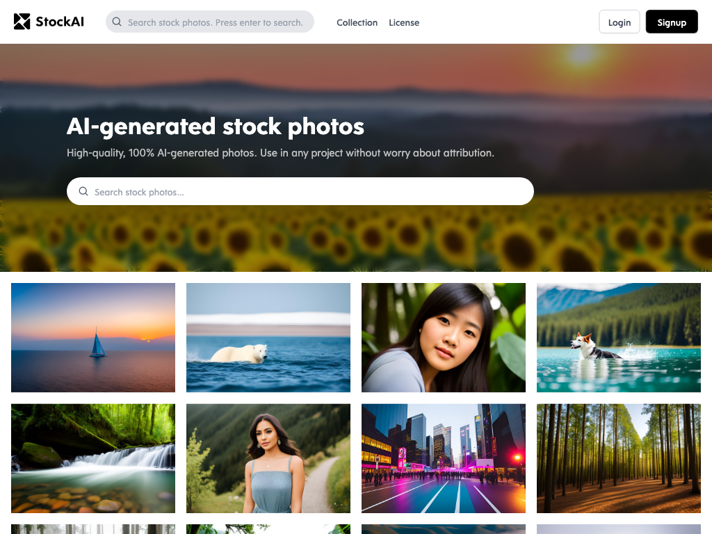 Screenshot of finding high-quality photos website