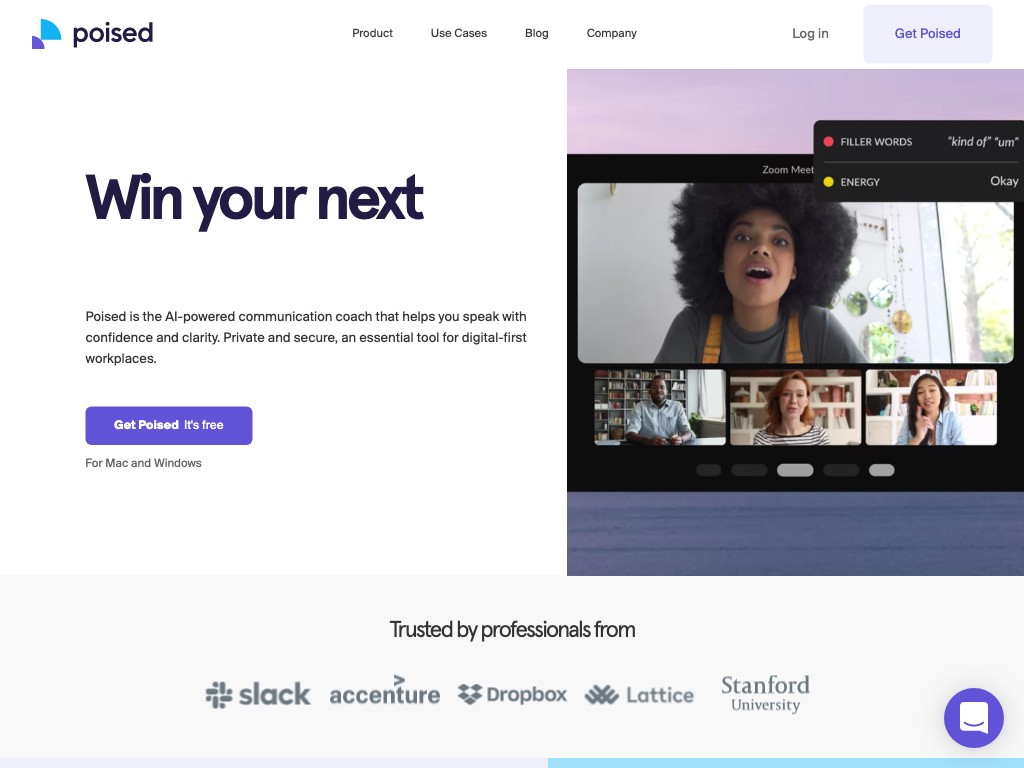 Screenshot of improving speaking confidence, clarity, and unlocking insights website