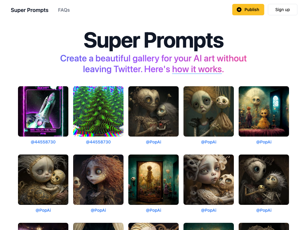 Screenshot of quickly creating AI art website