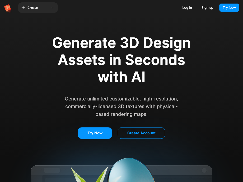 Screenshot of generating textures, atlases and materials website