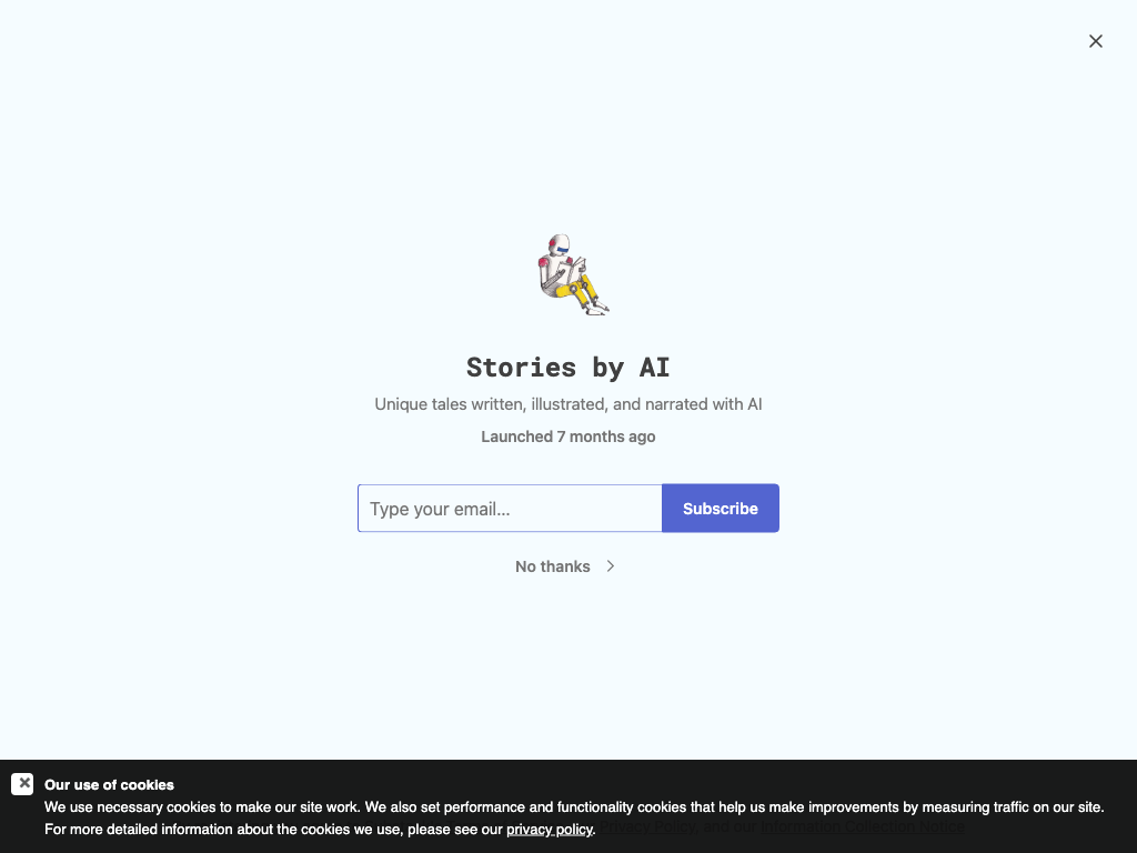 Screenshot of creating stories with human-like feel website