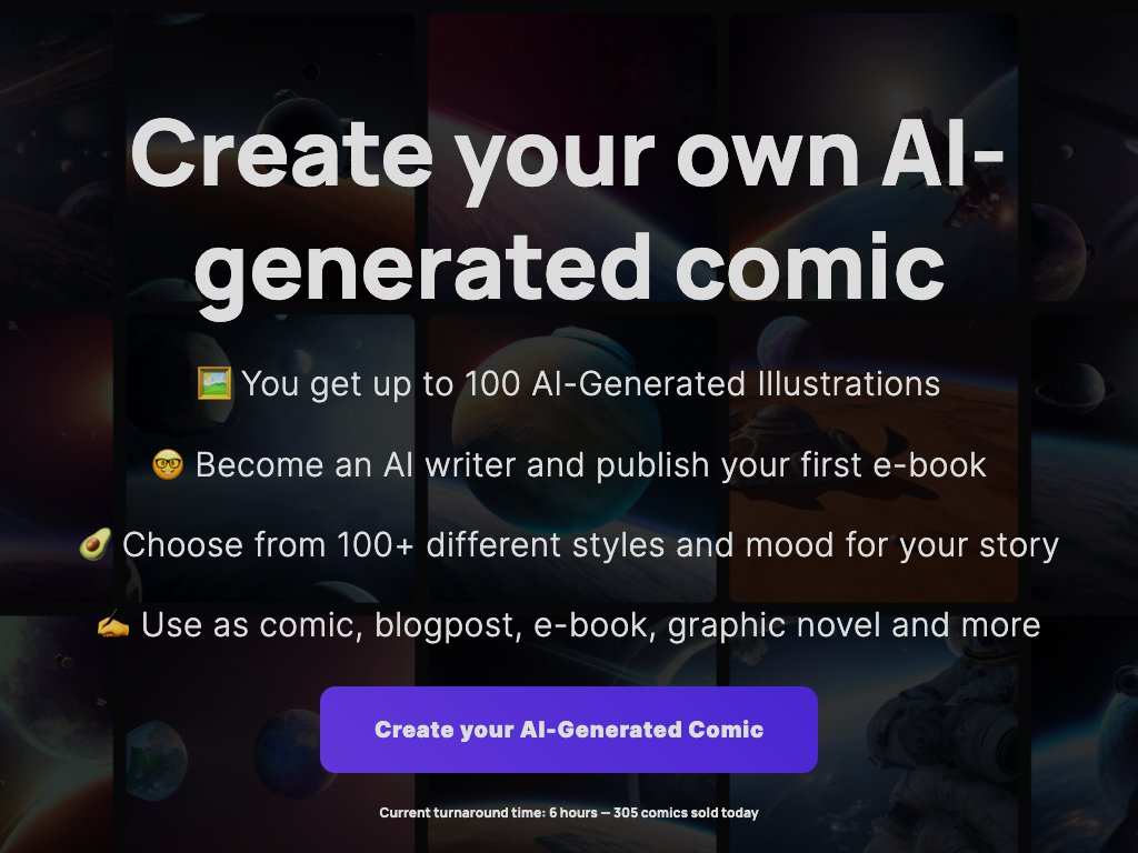 Screenshot of generating unique illustrations website