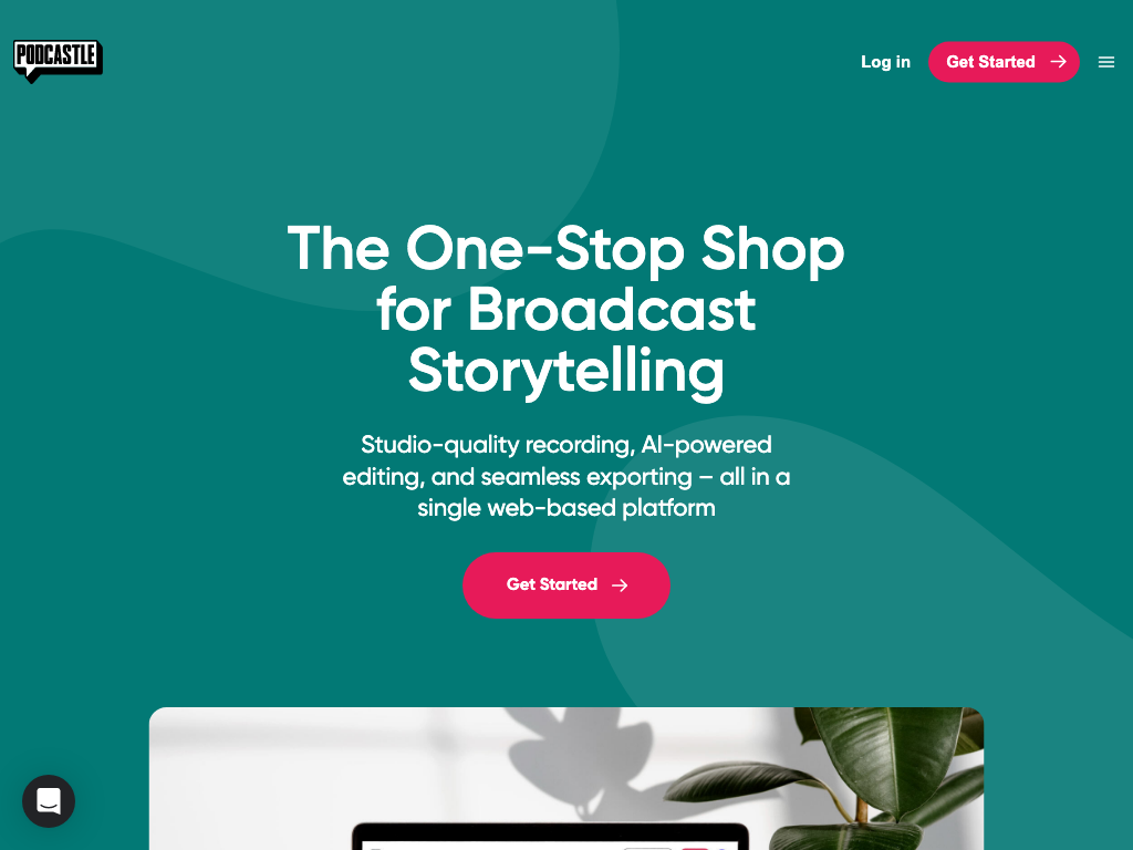 Screenshot of creating, editing, and distributing production-quality podcasts website