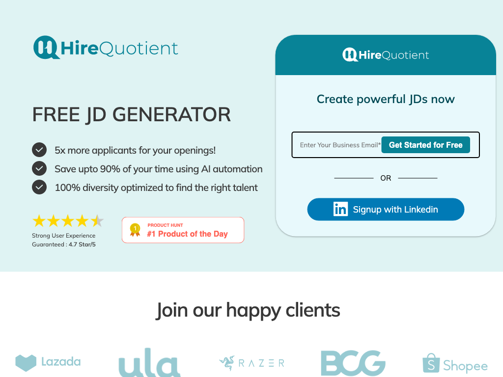 Preview image of HireQuotient Job Description Generator