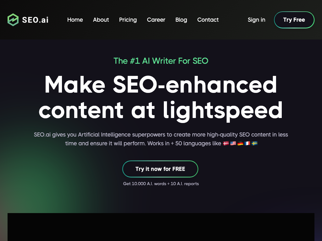 Screenshot of creating high-quality SEO content quickly website