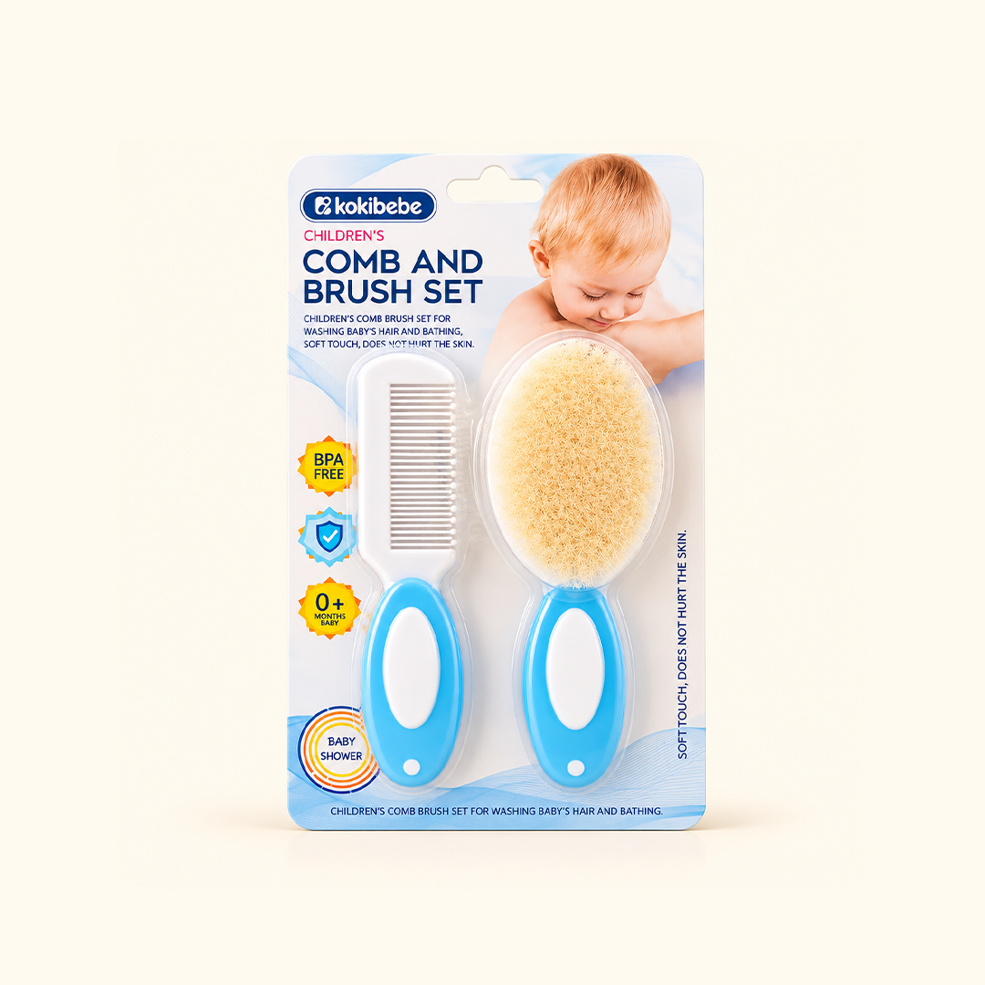 KokiBebe Baby Comb & Brush Set (2 Pcs) | নবজাতকের নরম চিরুনি ও হেয়ার ব্রাশ সেট