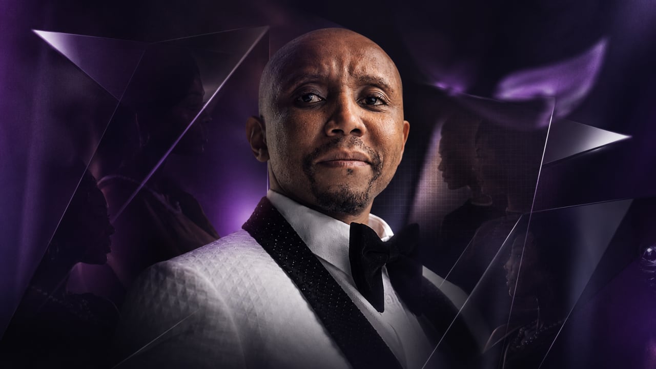 Editorial visual representing Netflix’s The Polygamist as a South African streaming drama built for group-chat conversation, featuring luxury domestic tension, phone-screen reactions, soundtrack waveforms, dramatic lighting and premium Viranova purple-glass styling.