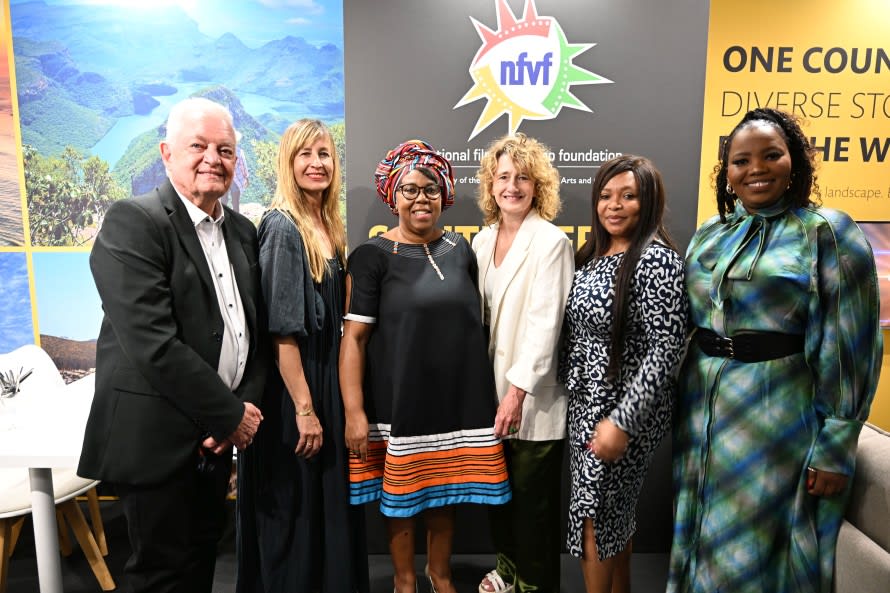 Berlinale and South Africa sign the "Country in Focus" agreement for 2027 (from left to right): NFVF Council Chairperson Leon van Nierop, Berlinale Pro Director Tanja Meissner, Director General DSAC Dr. Cynthia Khumalo, Berlinale Director Tricia Tuttle, Acting Ambassador South Africa to France Nthabiseng Makuwa, Acting CEO of the NFVF Onke Dumeko
