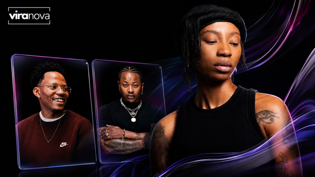 Editorial visual representing ZuluMecca’s “7 Colours” with Priddy Ugly and Loatinover Pounds, featuring a Sunday seven-colours plate, three microphones, South African hip-hop textures, Pitori energy, lyrical manuscript details, warm kitchen light, deep purple shadows, gold highlights and premium Viranova glass styling.