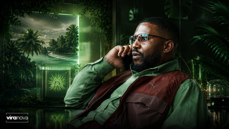 Editorial visual representing Okmalumkoolkat’s Mlazi Milano as a South African album-world blueprint, featuring Durban street mythology, gqom waveforms, sci-fi styling, football references, digital-maskandi textures and premium Viranova purple-glass design.