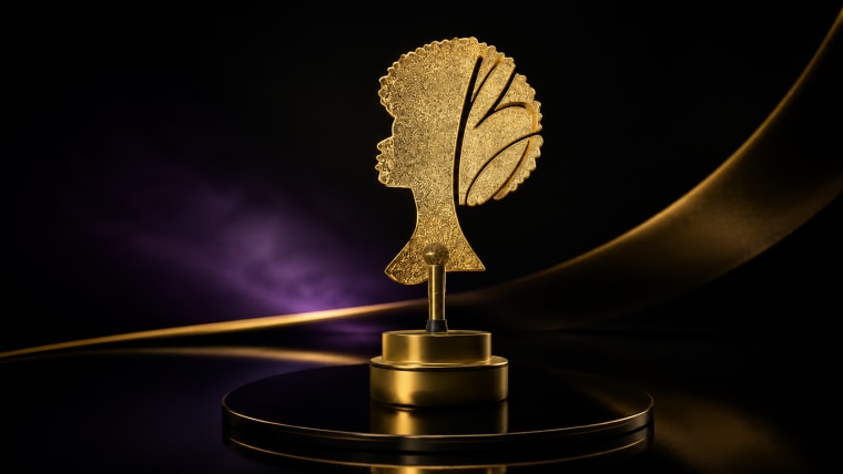 Editorial visual representing Basadi in Music Awards 2026 as a platform recognising women across the music industry, featuring a microphone, backstage production tools, radio controls, stylist rail, press notebook and premium Viranova purple-and-gold glass styling.