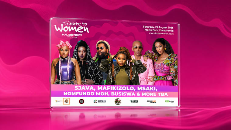 Editorial visual representing Tribute to Women 2026 at Marks Park in Emmarentia, featuring a powerful South African Women’s Month concert stage, warm crowd energy, symbolic 1956 Women’s March memory, Afro-pop and soul performance textures, deep purple shadows, gold highlights and premium Viranova glass styling.