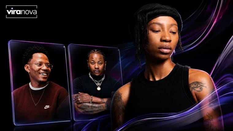 Editorial visual representing ZuluMecca’s “7 Colours” with Priddy Ugly and Loatinover Pounds, featuring a Sunday seven-colours plate, three microphones, South African hip-hop textures, Pitori energy, lyrical manuscript details, warm kitchen light, deep purple shadows, gold highlights and premium Viranova glass styling.
