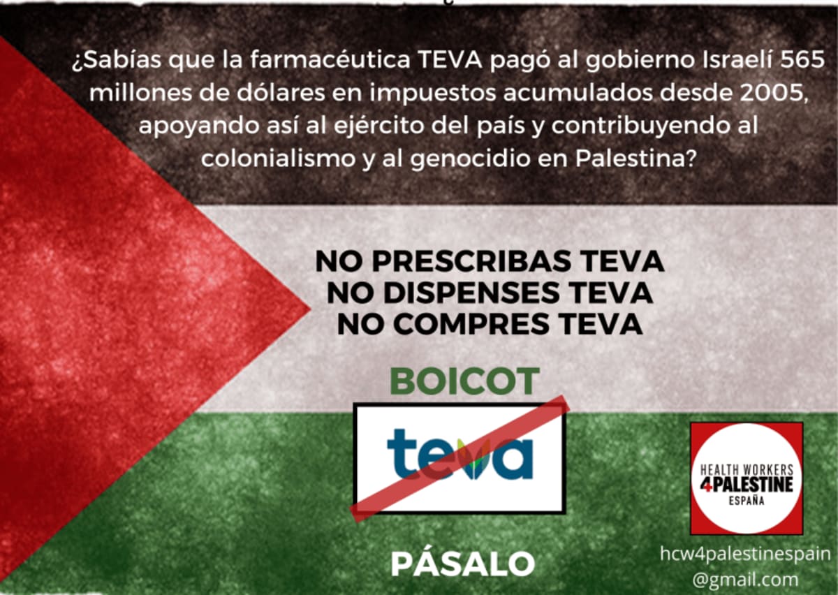 Boicot a Teva, Tevagen, Dalvur, Belmac y Ratiopharm (medicamentos genéricos y otros productos que financian a Israel)