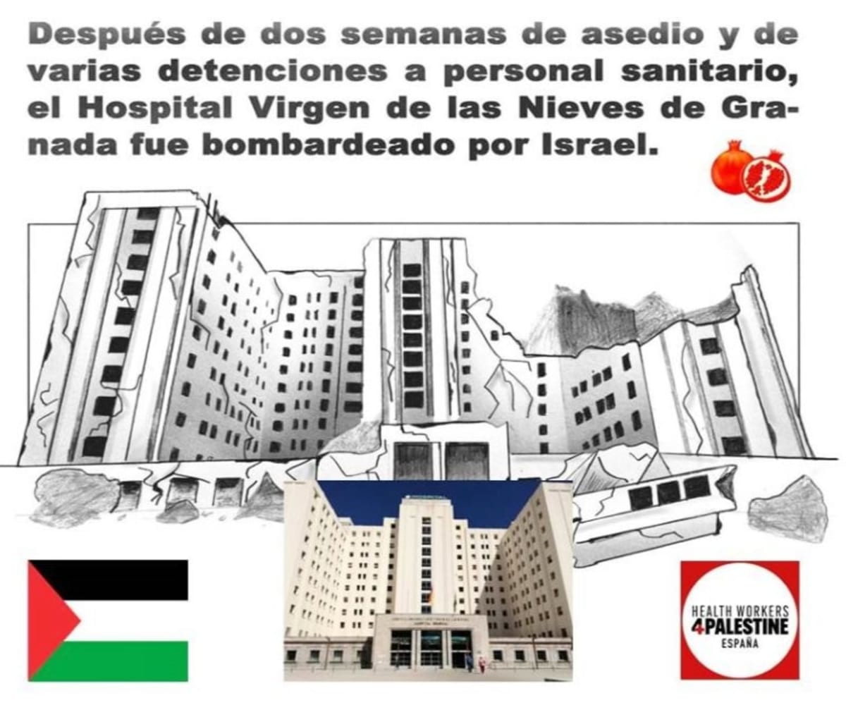 España versus Gaza. El Hospital Virgen de las Nieves, de Granada, tras su destrucción por Israel. 